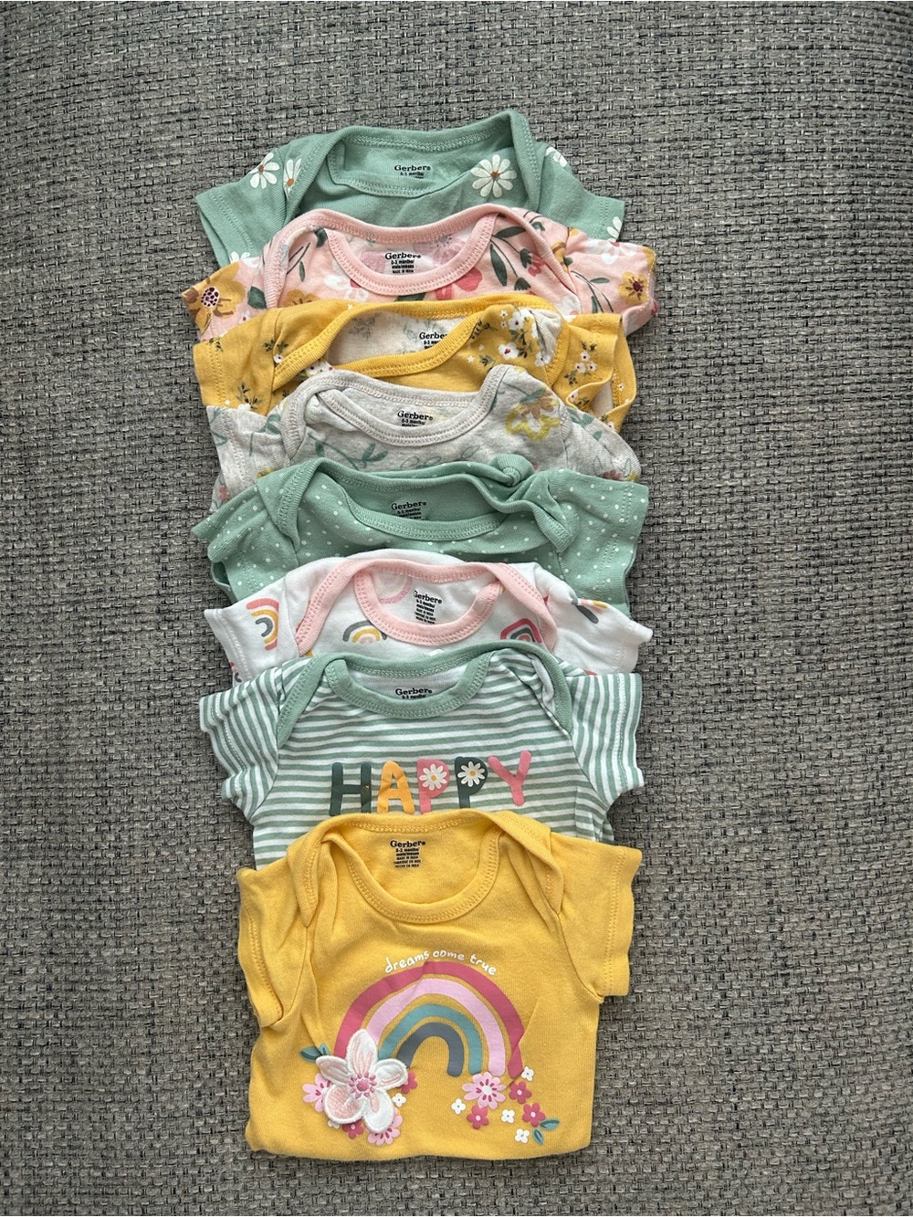 Gerber Baby Girls Multi-Color Short Sleeve One-Piece Bodysuit Set